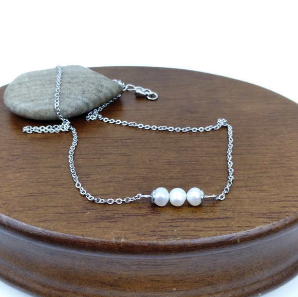 Cultured Pearl Silver Tone Chain Necklace - Picture 3 of 4